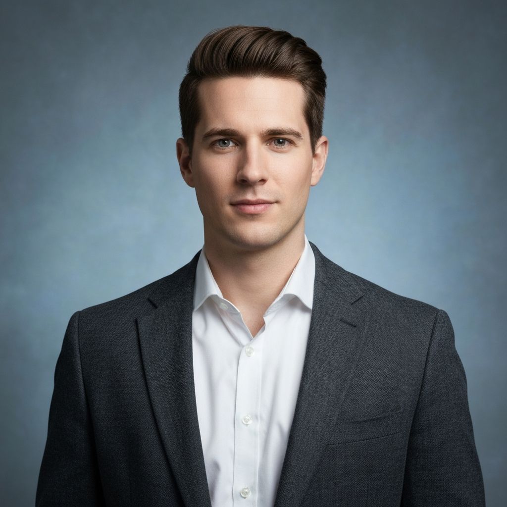 AI generated executive headshot in gray blazer