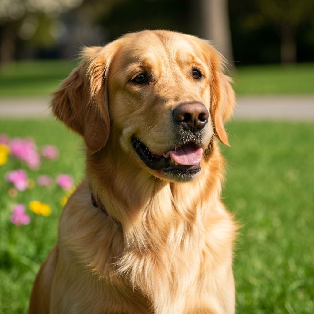 Sharp 4K photo of golden retriever with detailed fur texture